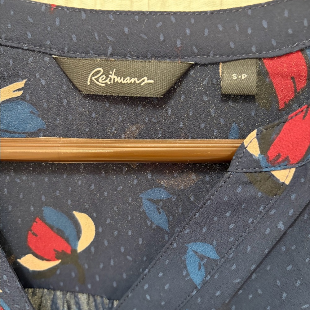 Reitmans Navy Long Sleeve Dress with Geometric design. - Picture 4 of 5